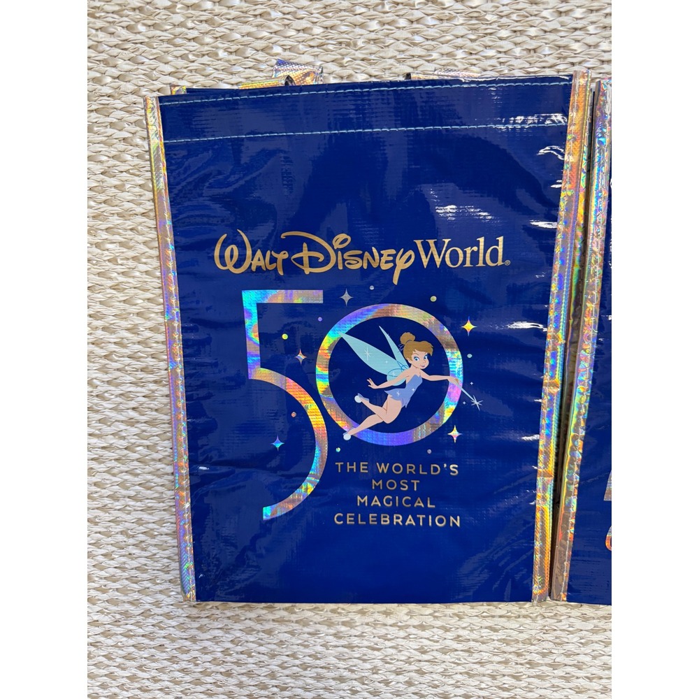 Disney World 50th Anniversary Reusable Tote Bag Lot of 3 Tinker Bell Castle new - Picture 2 of 5